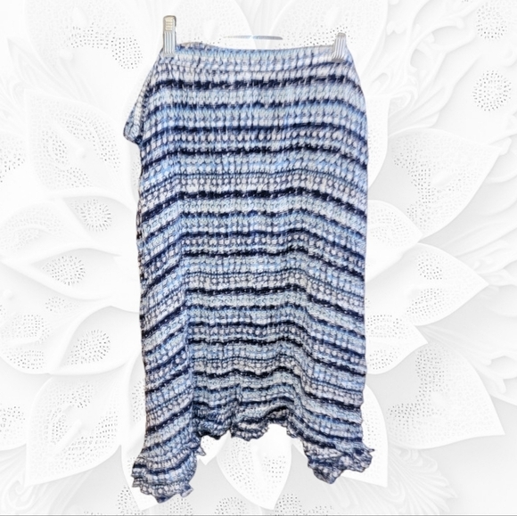 KIM ROGERS Skirt SZ Large Tie Dye Ruffle hem Peasant blue - Picture 1 of 5